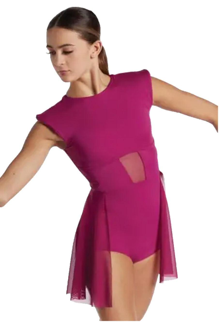 Leotard Mulberry Pink Dance Costume Bold Shoulder Back Panel Adult XS 0/2